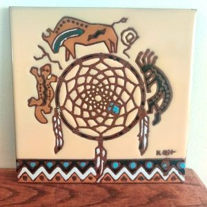Vintage Earthtones Southwestern Dream Catcher tile/wall plaque